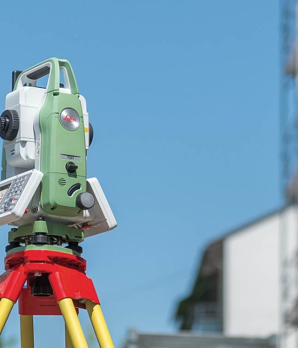 Survey instrument setup at field site
